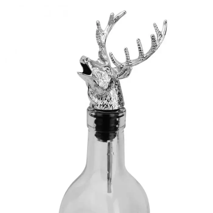 Creativity 118x80mm Alloy Deer Stag Head Wine Pourer Wine Bottle Stoppers Aerators Bar Tools E2S Creativity 118x80mm Alloy Deer Stag Head Wine Pourer Wine Bottle Stoppers Aerators Bar Tools E2S