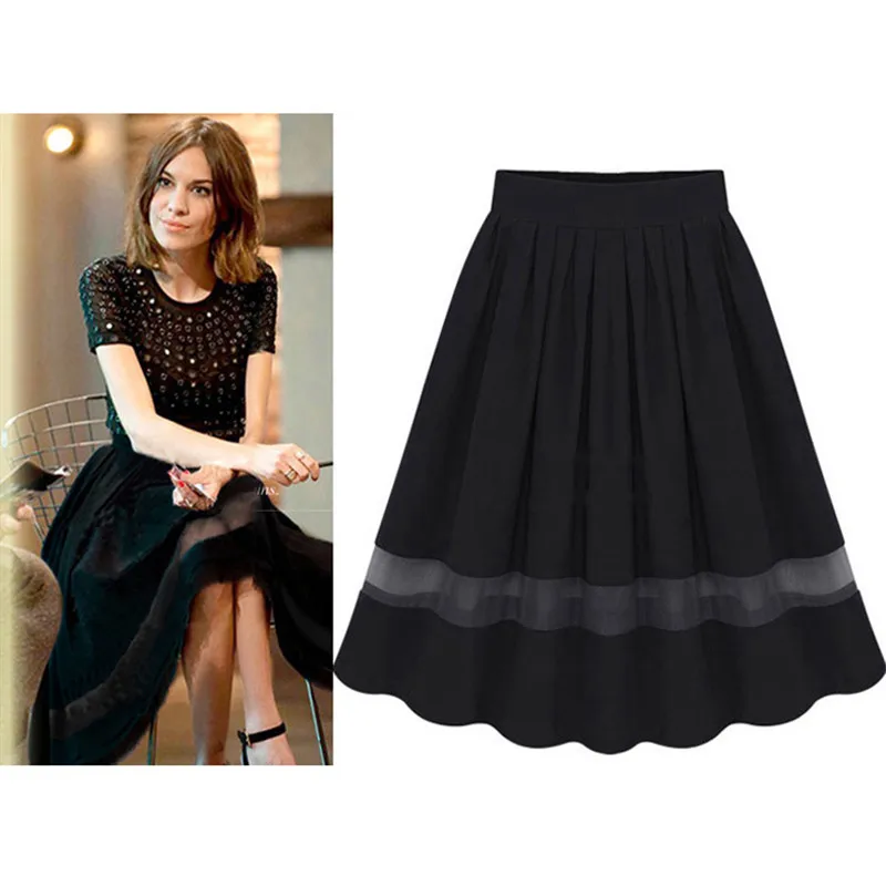 Черные плиссированные юбки женские белые длинные юбки новые корейские демисезонные повседневные легкие тонкие шикарные шифоновые юбки Feminina LD830