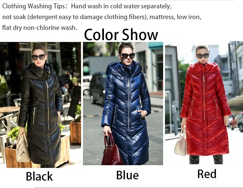 Европейский стиль, теплые женские модные брендовые пуховики, супер крутые х-длинные тонкие женские зимние куртки и пальто размера плюс LA0055