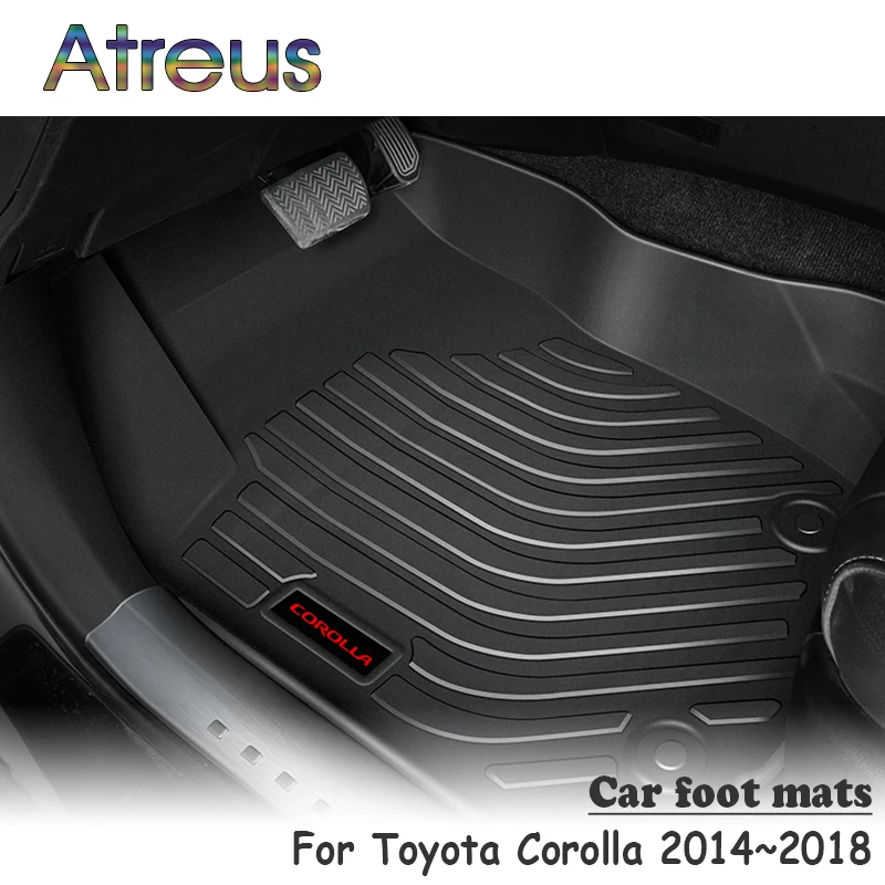 

Atreus NEW 1Set TPE Car Floor Foot Mat For Toyota Corolla 2014 2015 2016 2017 2018 Styling Car accessories Waterproof Carpet