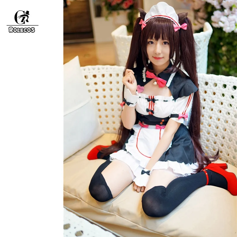 ROLECOS игра Nekopara Косплей Костюм Chocola Cat Косплей ванильный костюм платье-передник костюм горничной женское платье - Цвет: Chocola