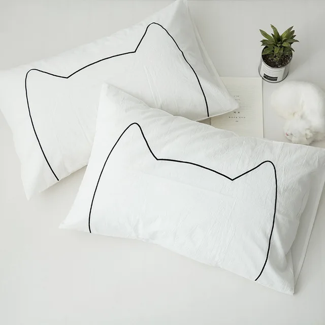 Белый чехол для подушки с принтом кролика/медведя/поросенка, хлопковый защитный чехол для детских постельных принадлежностей 48*74 см, качество 1 шт - Цвет: P251C03