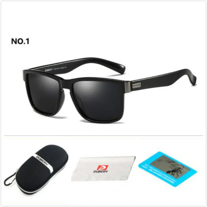 DUBERY бренд дизайн поляризованных солнцезащитных очков Для мужчин водительские очки мужские Винтаж солнцезащитные очки для мужчин с квадратным зеркалом летом UV400 Óculos - Цвет линз: 1There is a box