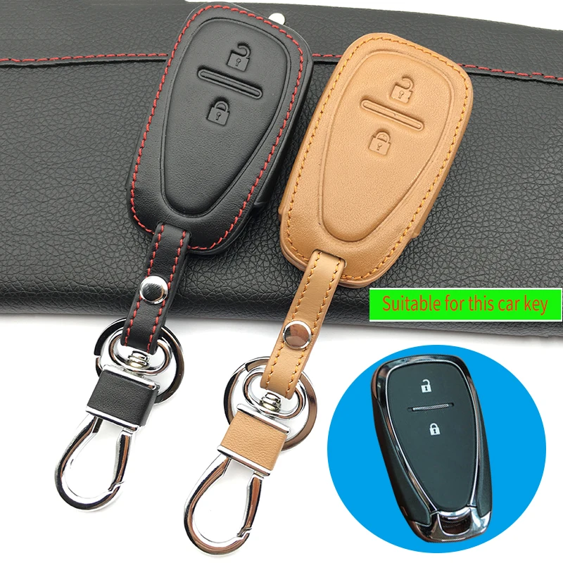 

Top layer leather Genuine Leather key cover For Chevrolet 2016 2017 Camaro For Cruze Malibu Volt Malibu Car wallet Accessories