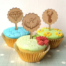 10 шт./лот, деревянный декор для торта, милые украшения для торта, украшения для свадьбы, дня рождения, инструменты для выпечки, 4 типа, Новинка