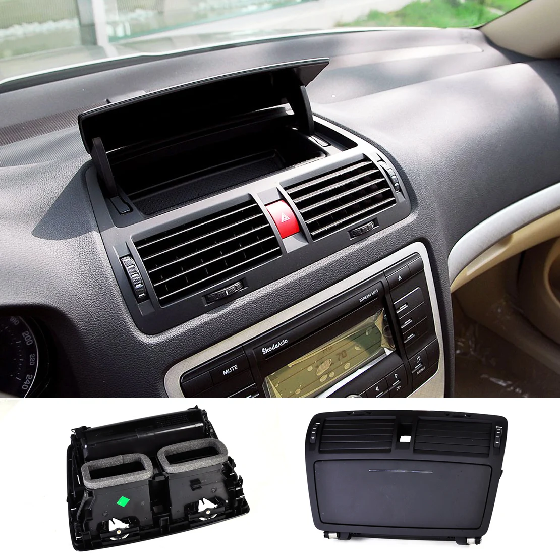 

CITALL Dashboard Center Console Air Vent Outlet Fit for Skoda Octavia MK2 2004 - 2011 2012 2013 1Z0820951B 1Z0820951C 1Z0820951D