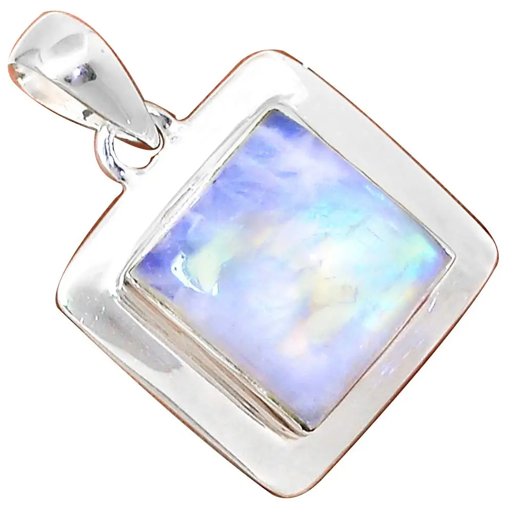

NiaoZaiFei YunZaiKan Genuine Blue Fire Moonstone Pendant 925 Sterling Silver, 35 mm, MHBAP6178
