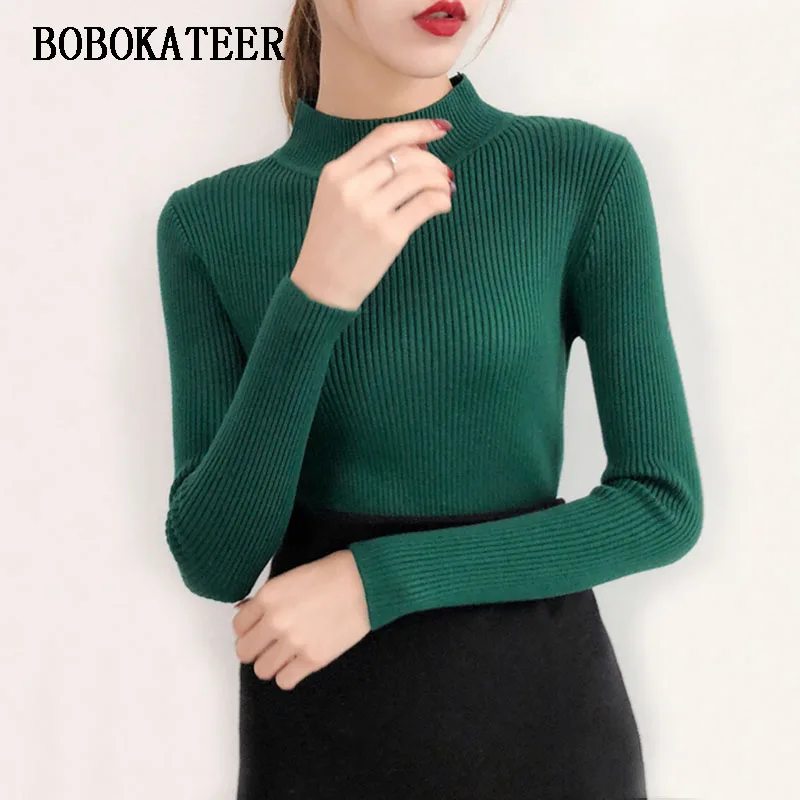 

BOBOKATEER 2018 fashion sweater women pullover blusas de inverno feminina pull femme turtleneck women sweaters and pullovers