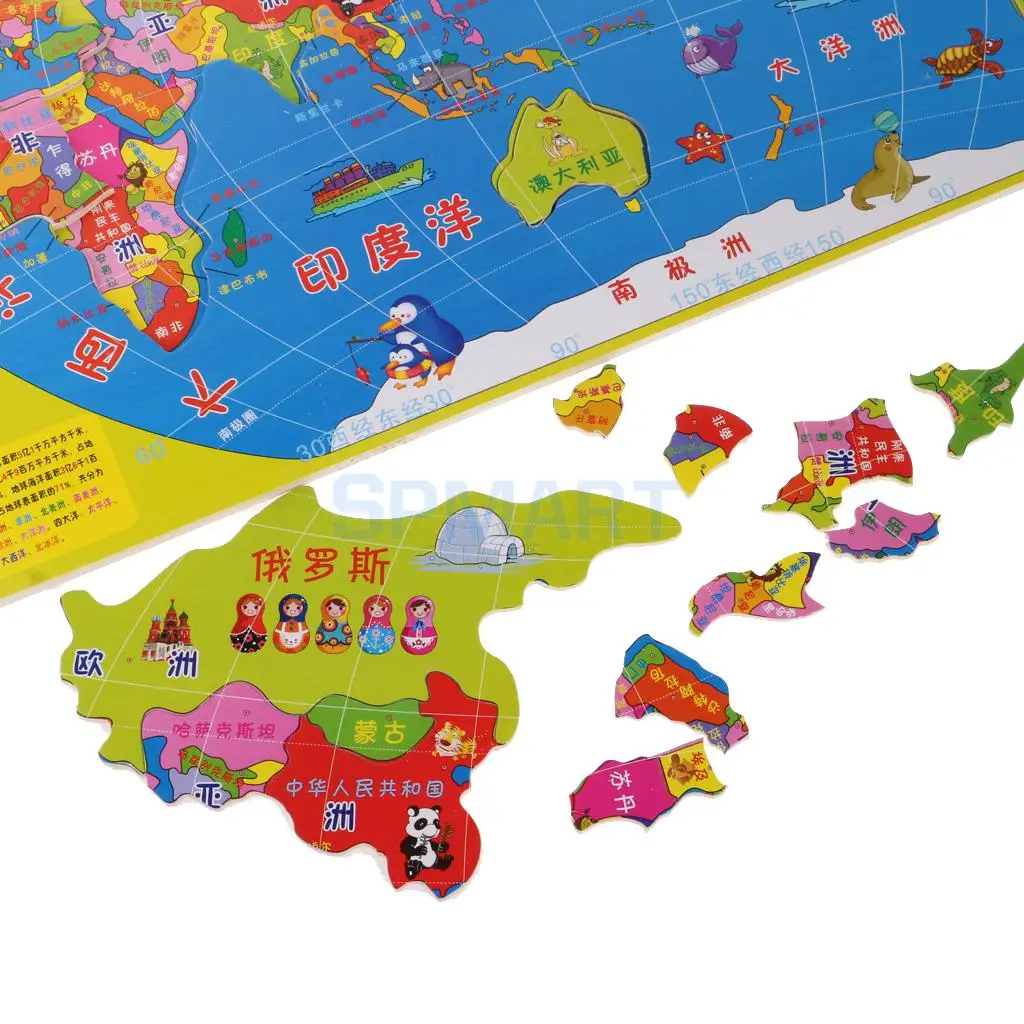 Раннее Обучение, география, 35 деталей, деревянные головоломки, Карта мира, пазлы, игровой набор, развивающие игрушки