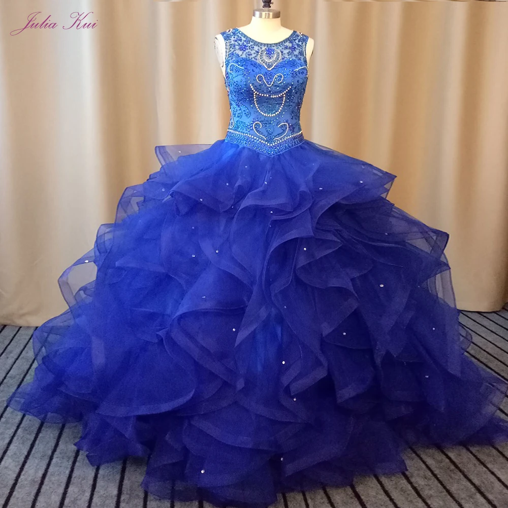 Julia Kui волнистый вырез бальное платье Quinceanera платья с органзой ткани шитье со