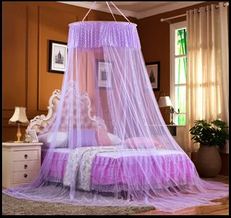 Новая летняя принцесса дворца висячий купол сетки condolнуем шифрования корт москитная сетка качество - Цвет: Purple