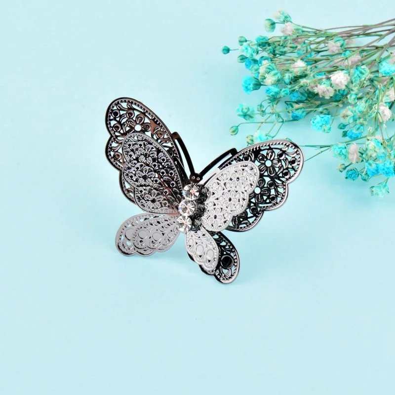 SINLEERY, винтажные кольца на палец с большой черной бабочкой для женщин, регулируемый размер, золото, серебро, цвет, ювелирные изделия с животными, подарки Jz217 SSG