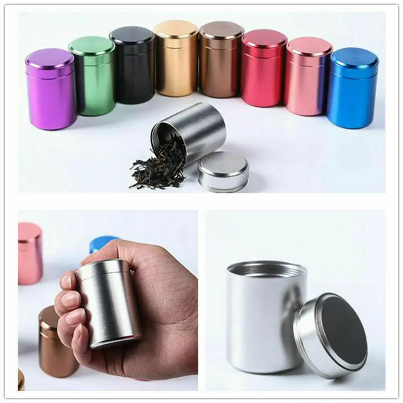 Airtight Smell Proof Container Aluminum Herb Stash Tea Jar Metal Can Boxes 70ML | Дом и сад
