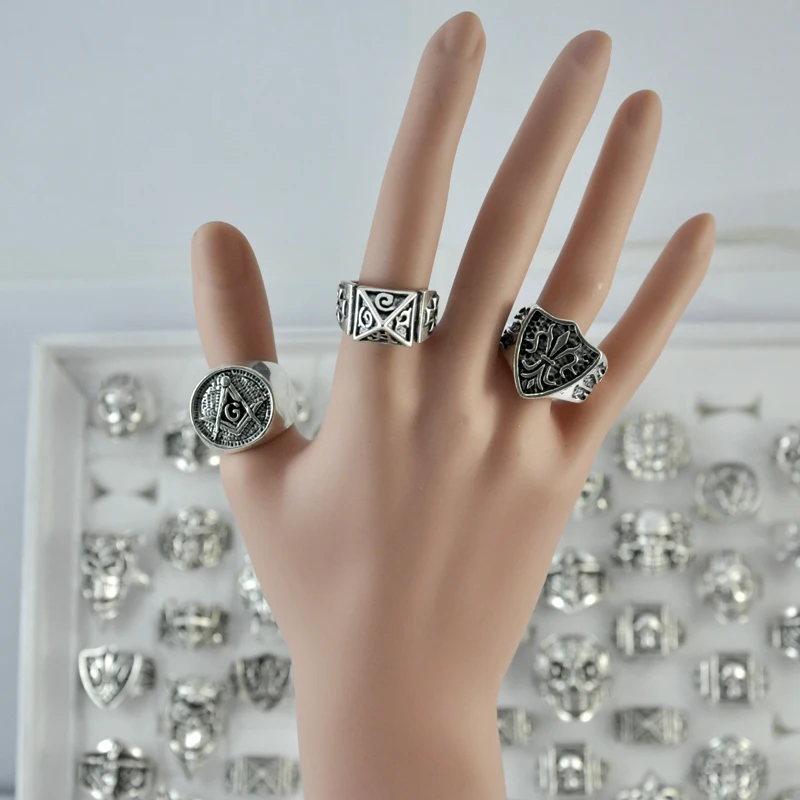 Мужские посеребренные кольца с черепом крестом и Иисусом 5 шт.|silver plated rings|ring forrings