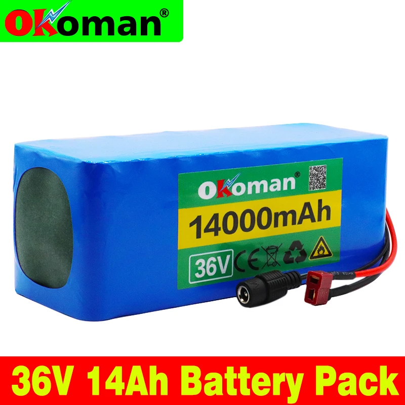 Okoman е-байка 36В 10S4P 14Ah 500W высокая мощность и емкость 42В 18650 ионно-литиевая аккумуляторная батарея 14000 мА/ч, электрический велосипед Скутер с BMS