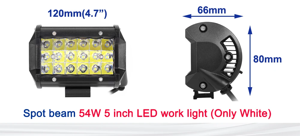 5 дюймов 54 Вт 5 дюймов 144 Вт высокомощное водонепроницаемое внедорожный Автомобильный светодиодный рабочий светильник 12v 24v белый янтарь