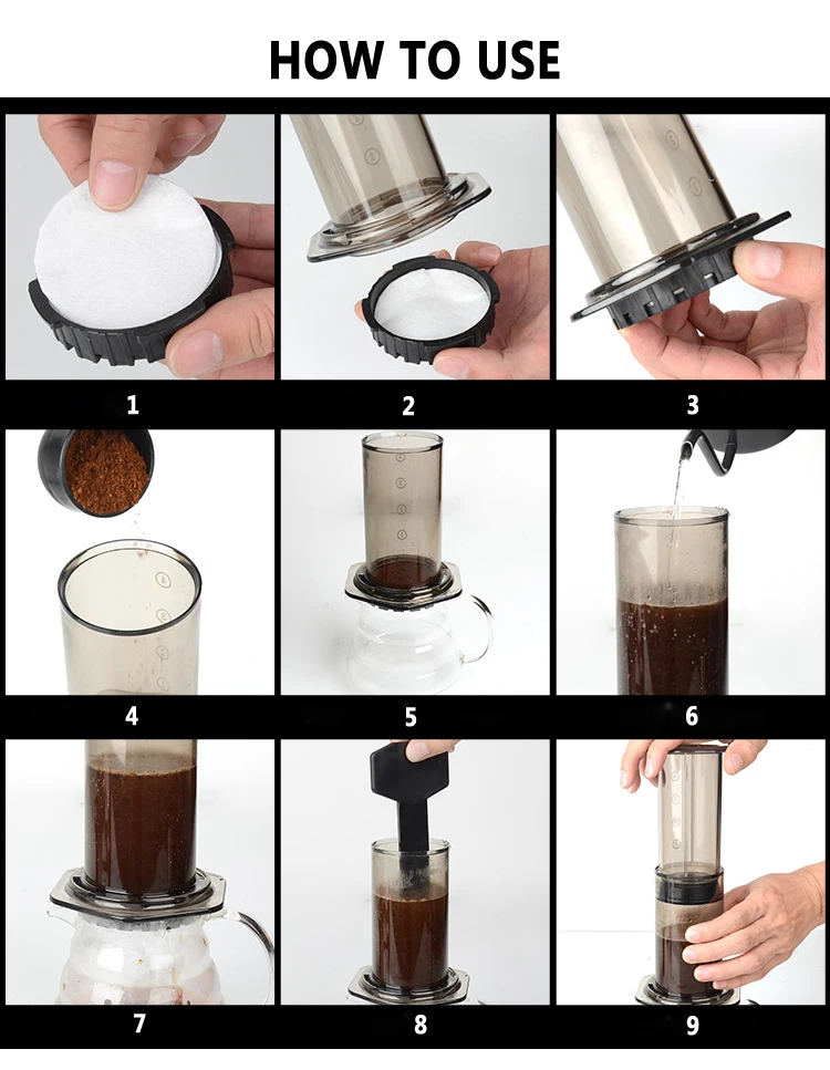TUANSING Френч-пресс для приготовления кофе горшок портативный Кофеварка воздушный пресс Es пресс o машина с 350 шт. фильтр бумаги