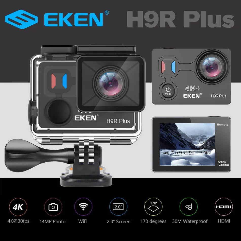 Оригинальная Экшн камера EKEN H9R Plus с чипсетом Ambarella Ultra HD 4K + 30fps Wi Fi