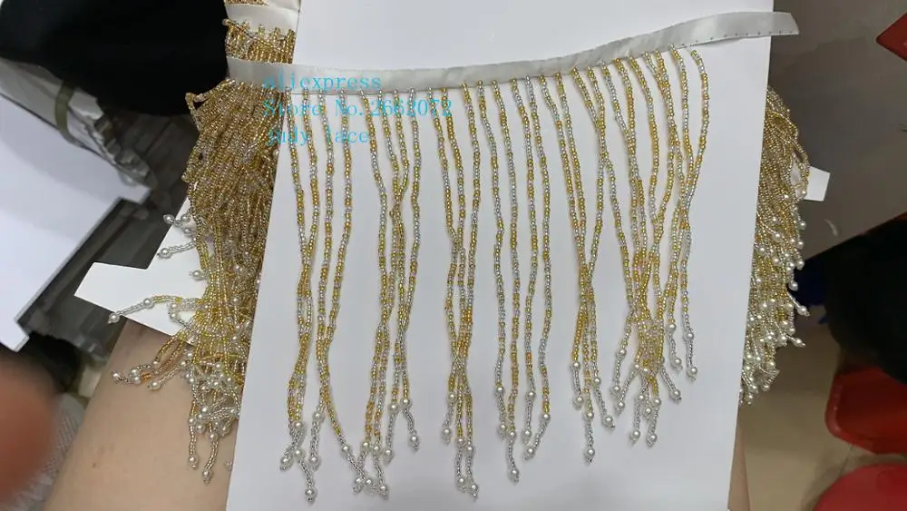 cheap 10yards bag YM213# 11 14cm Mixed color beads with irregular length tassel ribbons for fashion dress design stage decoration