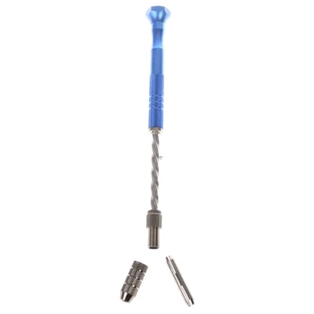 

Semi Automatic Spiral Blue Mini Micro Hand Drill Chuck + 10Pcs Twist Drill Bits Tool 0.5-2mm