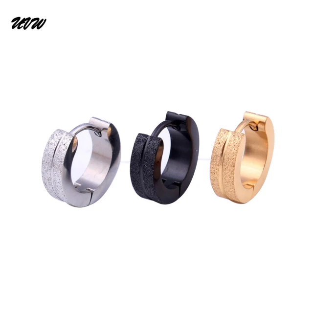 Uvw0066 Fashion Round Men Women Stainless Steel Hoop Earring Silver Uvw0066 Fashion Round Men Women Stainless Steel Hoop Earring Silver Black Gold Earring10 4mm Earrings