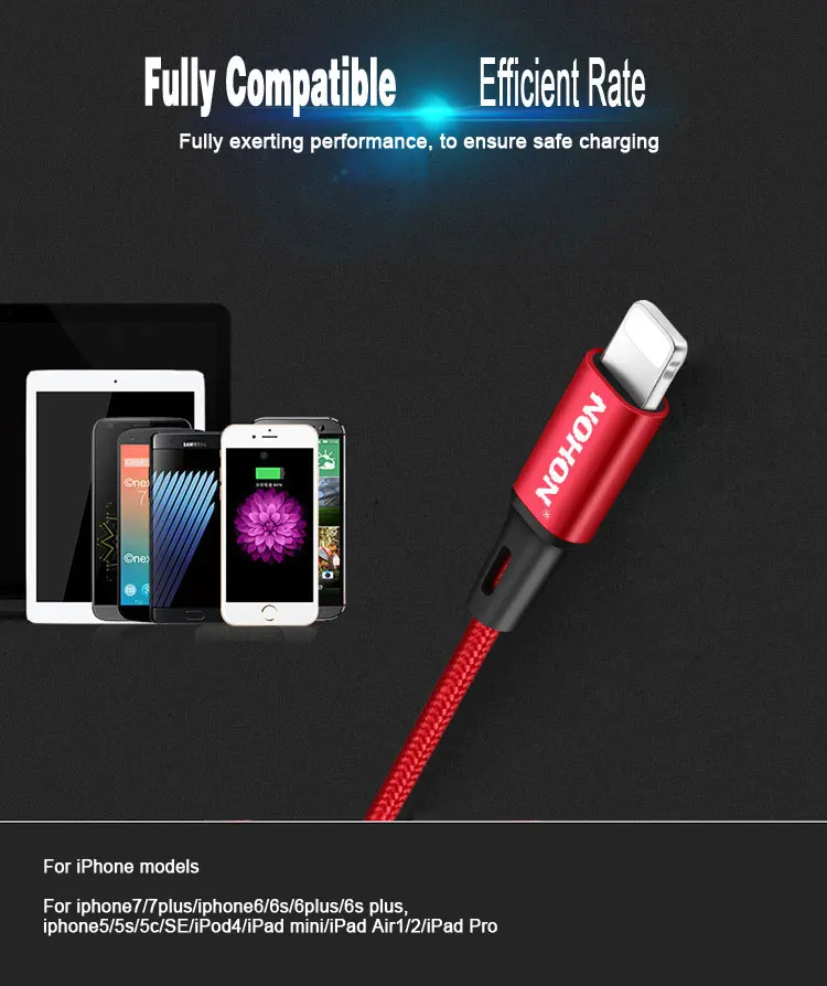 NOHON 8-контактный USB кабель для быстрой зарядки и синхронизации данных для iPhone 7, 7 Plus, 6, 6S Plus, iOS 10, 9, 8, iPad, Кабели USB для мобильных телефонов