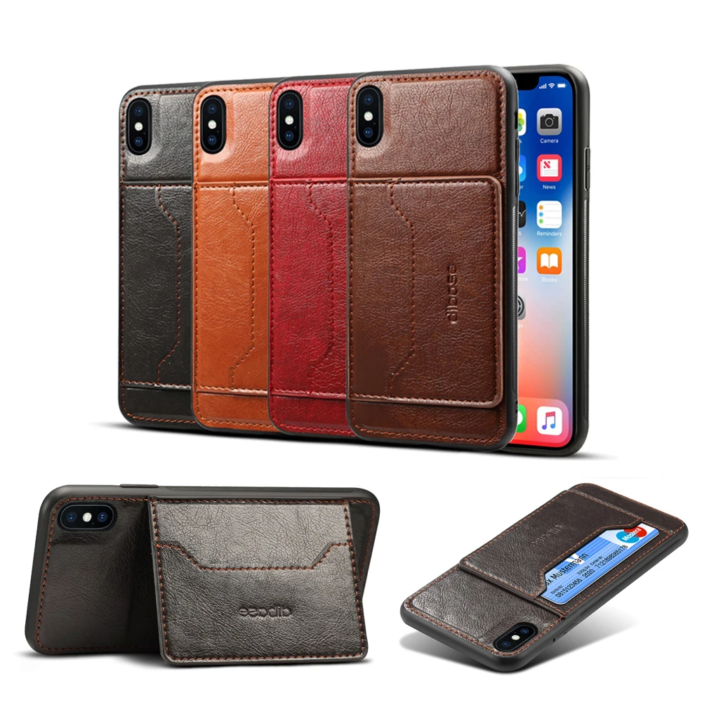 Чехол для iPhone 8 Plus Роскошный кожаный чехол XS Max с держателем карт 6 7 XR