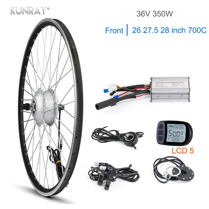 Best KUNRAY 36V 350W Electric Bike Kit For 26" 700C Wheel Motor KT LED LCD Ebike bldc Controller e bike Electric Bike Conversion Kit 0