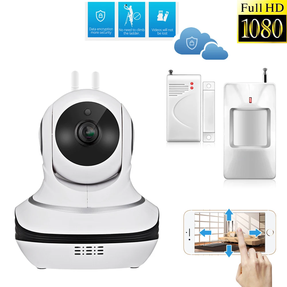Full 1080P HD IP Camera P2P Cloud Storage font b Wireless b font Door Sensor Motion