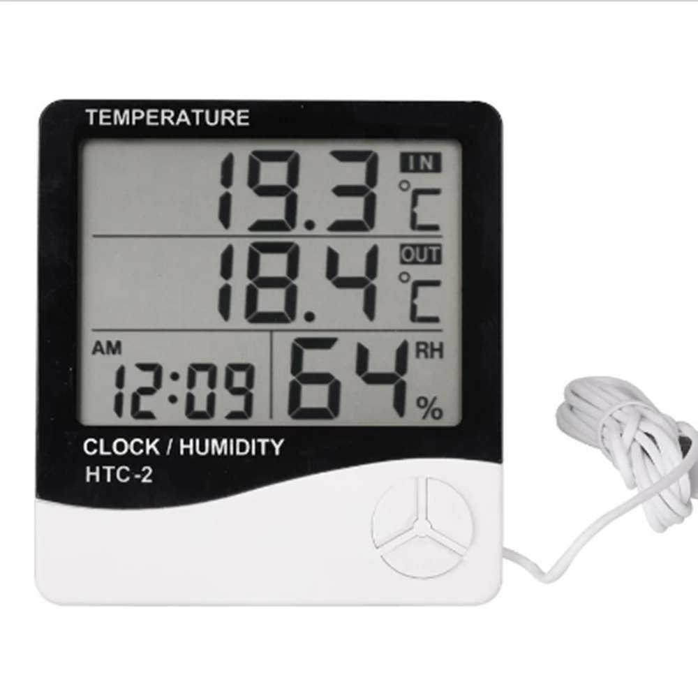 Indoor/Outdoor Digital LCD Thermometer Hygrometer Clock Temperature
