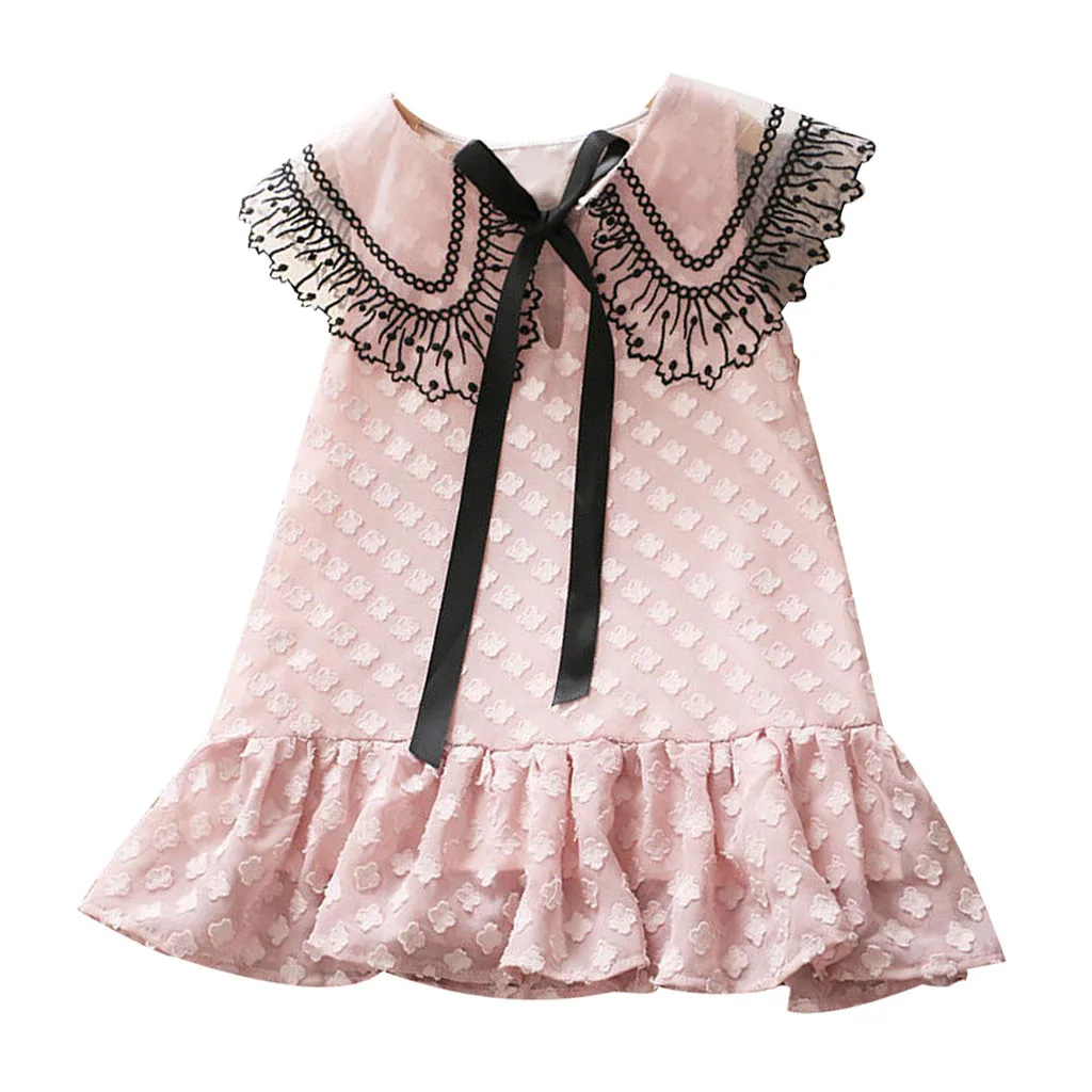 

Toddler summer dress girl Baby Kids Girls Lace Bow Floral Print Princess Dresses Casual Clothes Princess Dress child costume