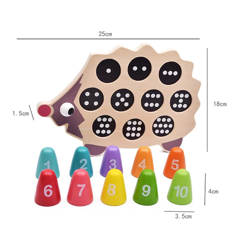 Деревянный Ежик, математический обучающий инструмент, подсчет номера, соответствующие игры для детей старше 3 лет, деревянные игрушки Монтессори для детей