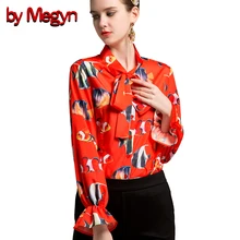 Por Megyn alargamento das mulheres camisas camisa de manga longa de impressão peixe vermelho camisa blusas mulheres plus size 3xl 2018 nova feminino camisas blusas