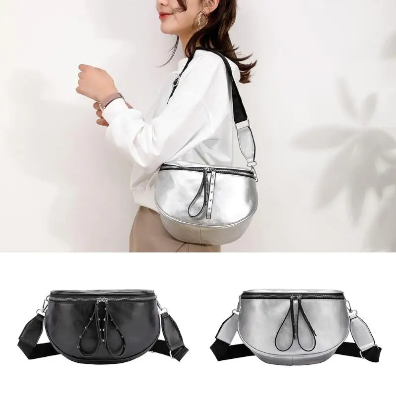 

Fashion Crossbody Bags for Women 2019 Black Silver Shoulder Bag Soft PU Leather Messenger Bag Ladies Small Chest Bags sac a main