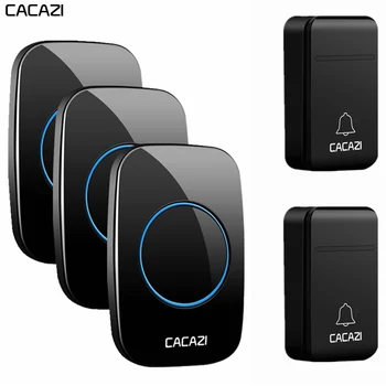 

CACAZI Smart Self-Powered Wireless Doorbell 200M Remote No Battery Required Waterproof Home Cordless door bell 38 Chimes US Plug