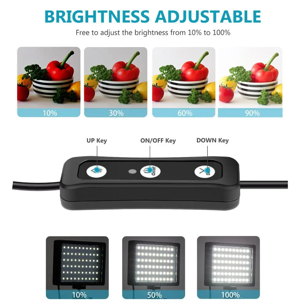  Neewer 2 Packs Dimmable 5600K USB LED Video Light with Adjustable Tripod Stand/Color Filters for Ta