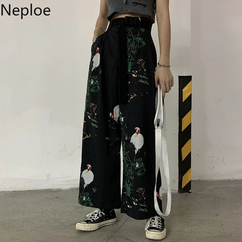 Neploe 2019 модная Корейская одежда Для женщин брюки Винтаж Janpanese печати широкий