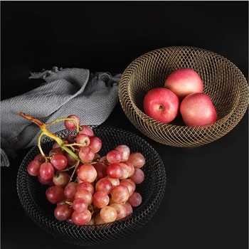 

Nordic Metal Tabletop Storage Basket European Minimalist Double-layer Hollow Mesh Storage Basket Fruit Organizer Home Decor