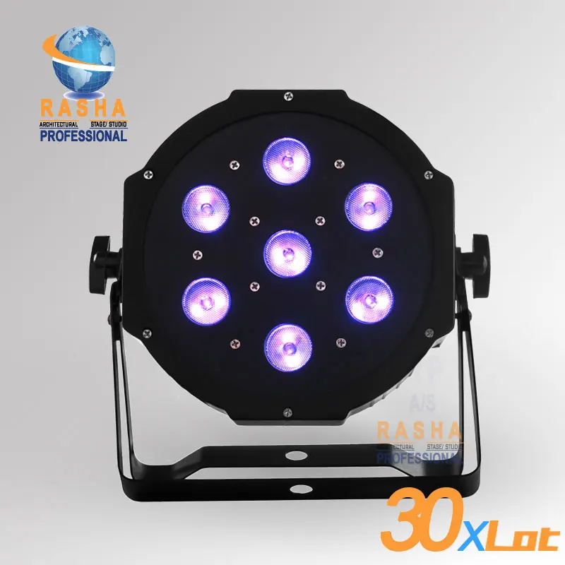 

30X LOT Rasha Quad High Brightness 7*12W Quad LEDs (RGBA/RGBW) LED Mega Quadpar Profile,DMX Par Can,ADJ LED PAR LIGHT