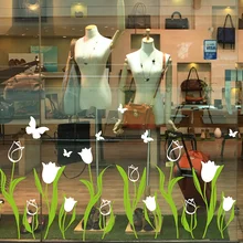 Сливы тюльпаны цветы и бабочки прозрачные настенные наклейки спальня ванная комната декор магазин для витрин художественная роспись