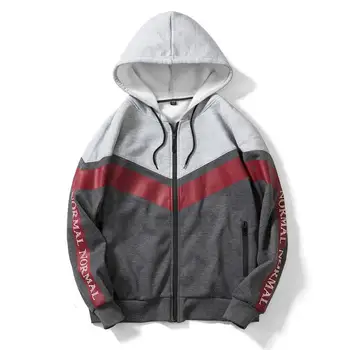 

2019 Autumn Winter Hoodies Men's Casual Loose Patchwork Sweatshirts New Streewear Zipper Fleece Hoody Men Clothing Free Shipping