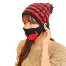 2016 New Hot Новинка Cap Зимние Шапки для Женщин Шапочки Вязаные шляпа 5 Цвета Борода Меха Pom Pom Tuque Femme Балаклава Войны капот