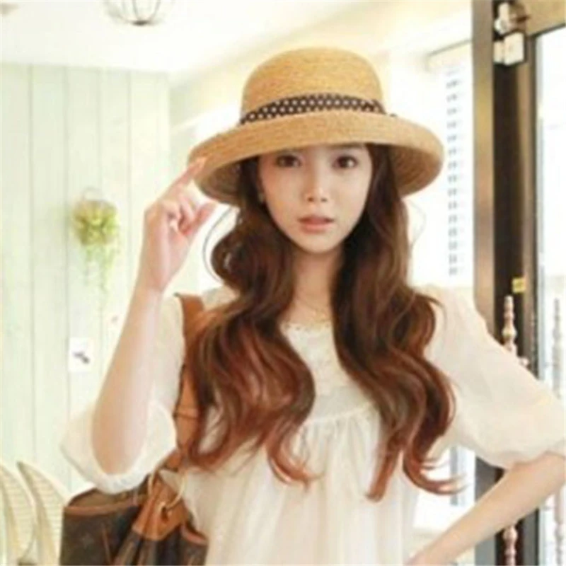 

2019 Fashion New Women Straw Hat Big Bowknot Travel Panama Cap Beach Hat Fedora Summer UV Hats