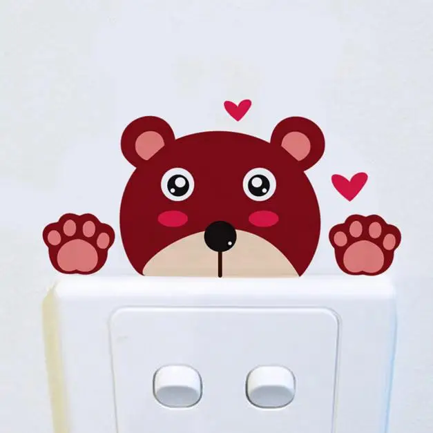 

Cute Animal Wall Stickers Bear Light Switch Self Adhesive Decals Art Vinyl Mural Wall Stickers 2018 Modern Home Decoration
