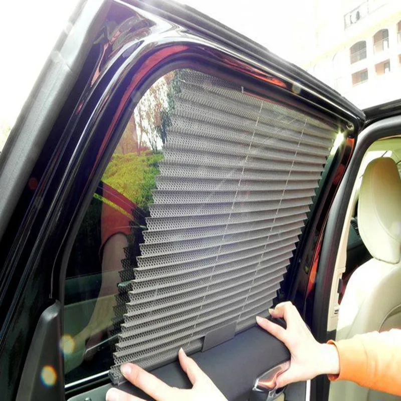 

1PCS Gray Auto Automatic Blinds Sun-Shading Breathable Curtain Automatic Retractable Side Window Car Curtain