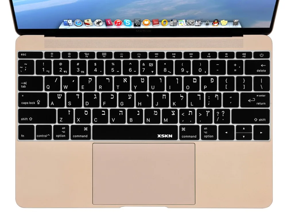 Для нового MacBook 12 дюймов ультра тонкая иврит Мягкая силиконовая клавиатура крышка кожи, Синий чехол клавиатуры для Macbook 12