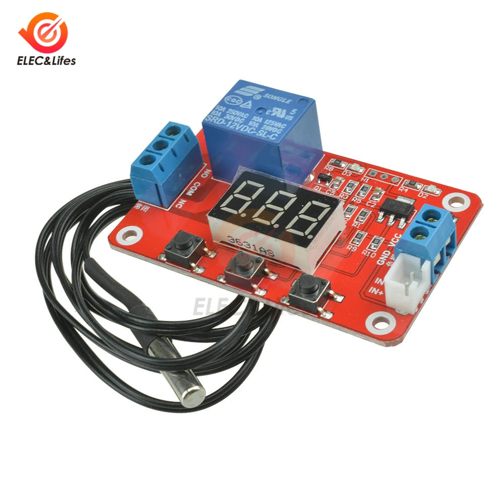DC12V LED Digital Thermostat Temperature Controller Sensor Control Relay 1 