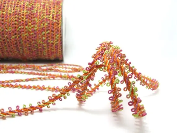 

5 Yards 3/8 Inch Colorful Picot Edge Trim|Loop Ribbon|Ombre|Embellishment|Decorative Trim|Rainbow Color|Braid Trim|