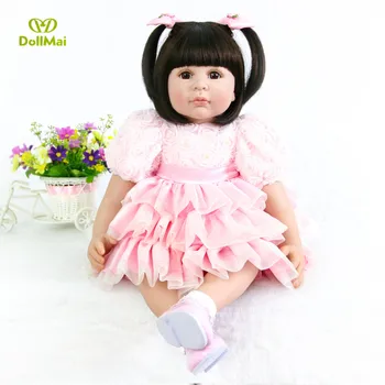 

60cm Silicone Reborn Baby Doll Toys 24inch Vinyl Princess Toddler Girl Babies Doll handmade Birthday Gift fashion girl for sale