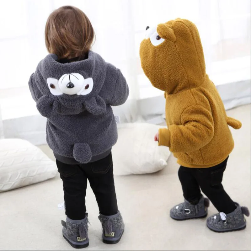  autumn winter baby boys girls hooded jackets new pattern duffy bear pink gray yellow coats children clothes (1)